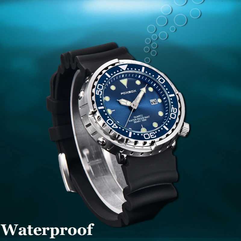 BOX Top Brand Fashion Diver Men 50ATM Waterproof Date Clock Sport Mens Quartz Wrist Watch Relogio Masculino W250806