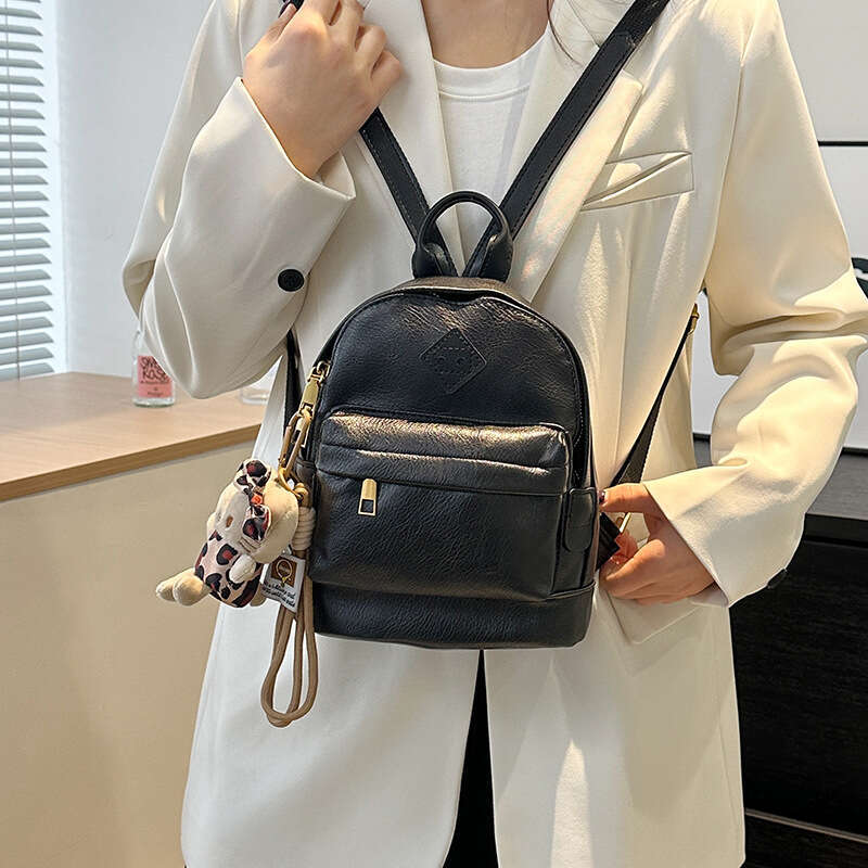 Designer Women's Soft Leather Academy Style Fashionable Multi functional Solid Color Small Backpack, Suitable for Daily Commuting, Travel, and Le