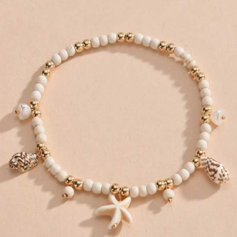 Sweet Conch And Starfish Beach Anklet For Women White Gold Color Beache Charm Anklet Summer Holiday Beach Daily Jewelry Y250805