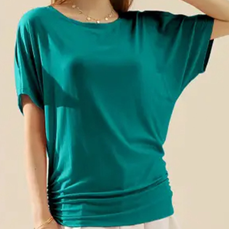 Oversized dolman short-sleeved boat neck T-shirt Fashionable, comfortable and simple CWTTS051
