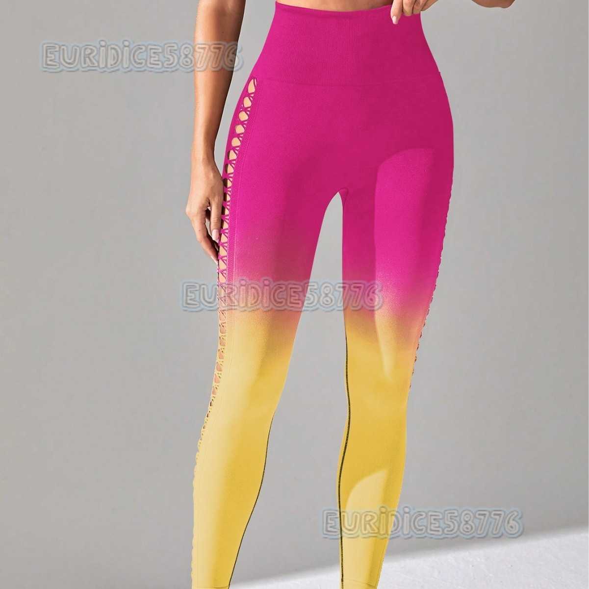 Gradient Tie-dye Seamless Peach Yoga Shorts for Women Hip-lifting Outdoor Tight High-waist Sports Fitness Pants for Women H250806