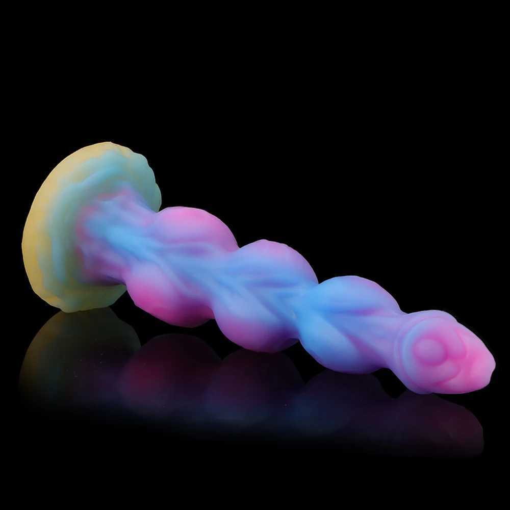 huge Anal Dildos Realistic Dog Penis Luminous Animal Penis 3 Balls Anal Plug Silicone Butt Plug for Womens Vaginal MasturbationXJ250806