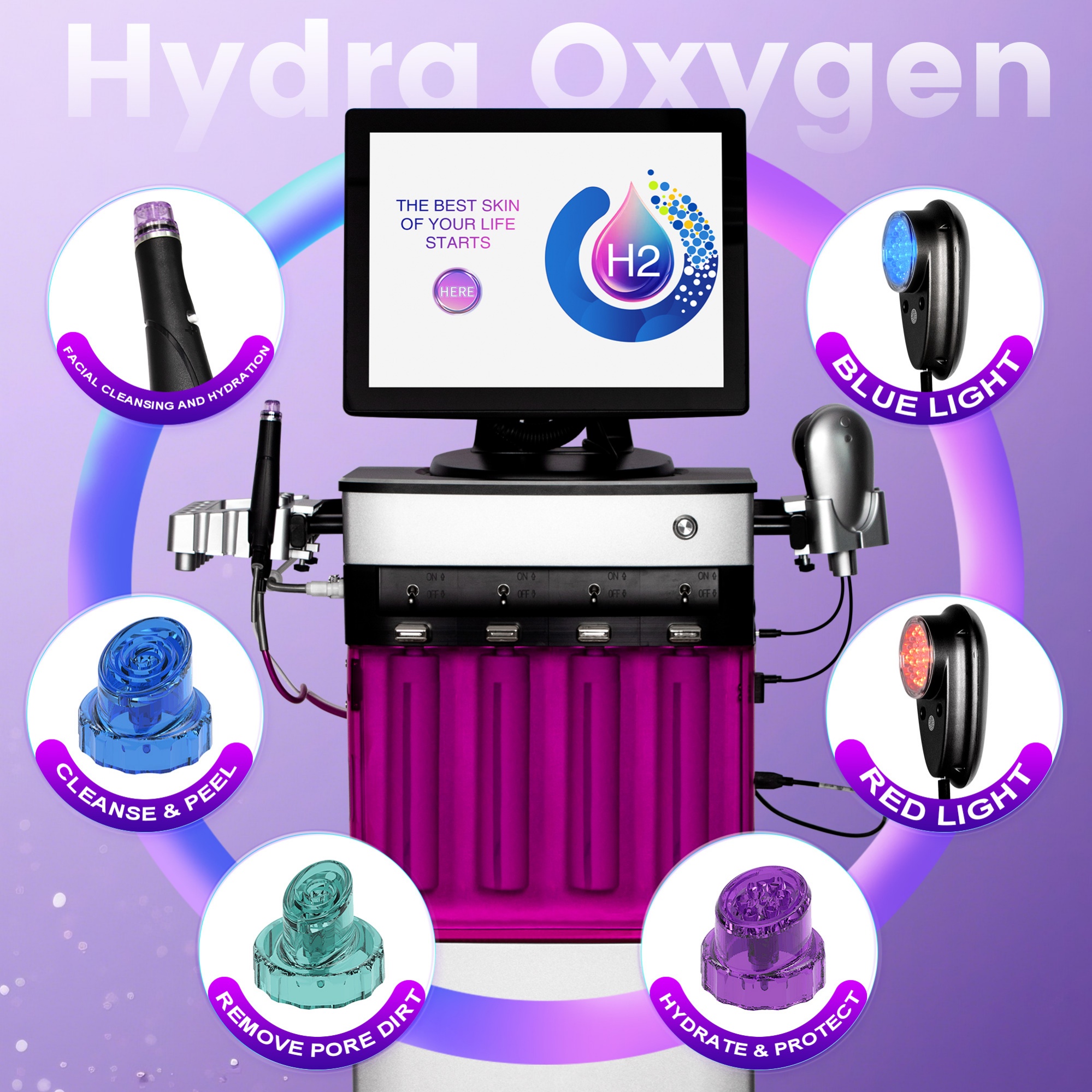Skin Rejuvenation Hydra Machine Multi-Effect Hydration and Rejuvenation, Deep Cleansing and Moisturizing, Professional Skin Care Equipment