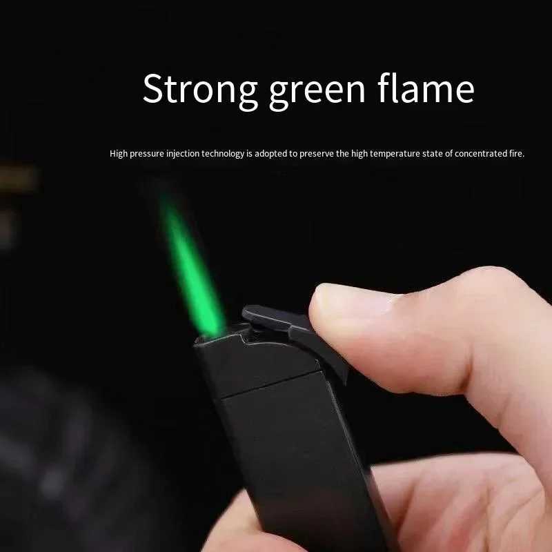 Mini Cigarette Lighter Windproof Green Jet Flame Torch Lighter Inflatable Butane Gas Smoking Accessories Pocket Lighter Z250806