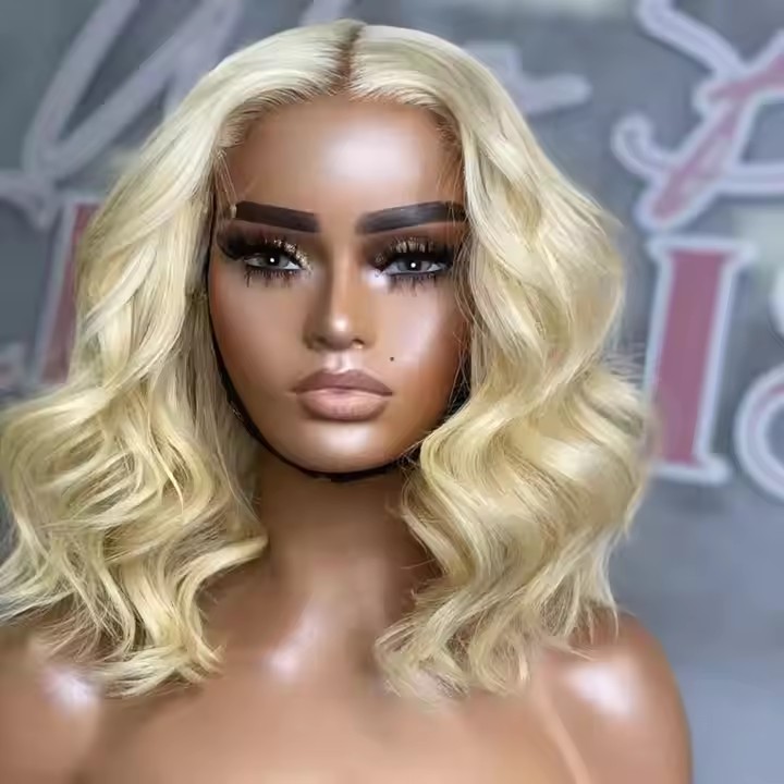 613 Hd full lace Wigs Human Hair 5x5 Lace Closure front Wig raw virgin body wave Blonde Pretic Plucked Glueless wavy bob Wig natura Human Hair Wigs