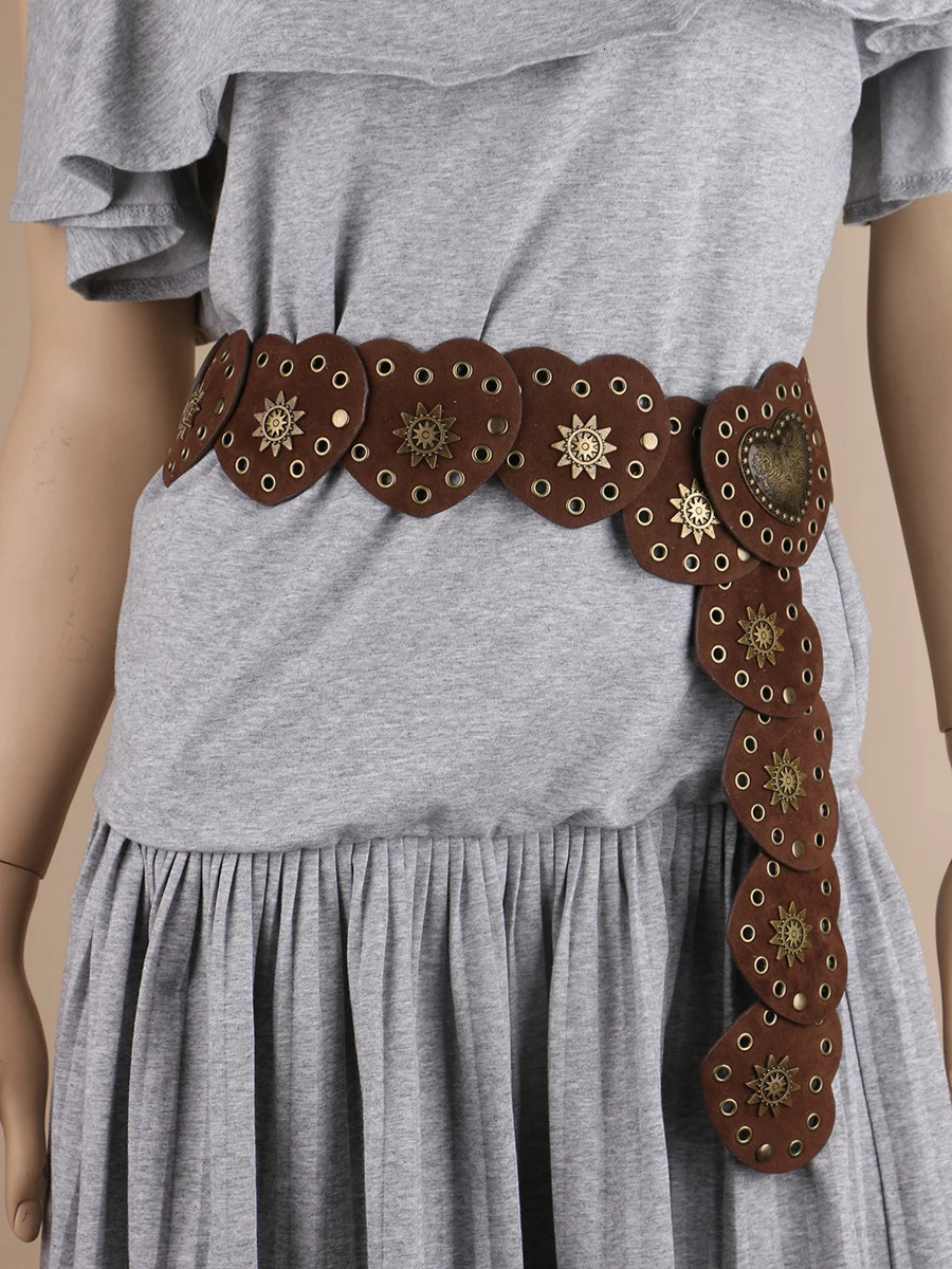 Womens Punk Peach Blossom Eyestay Rivet Mouth Connection Waist Decorate Cowgirl Style Belts For Ladies Outgoing Jeans Dress 250806