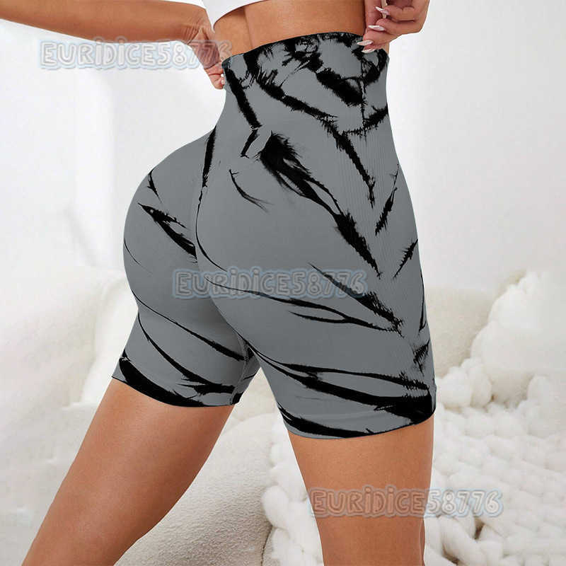 New Seamless Tie-dye Tight Yoga Pants High Waist Slimming Hip-lifting Outdoor Sports Pants Running Training Fitness Shorts H250806