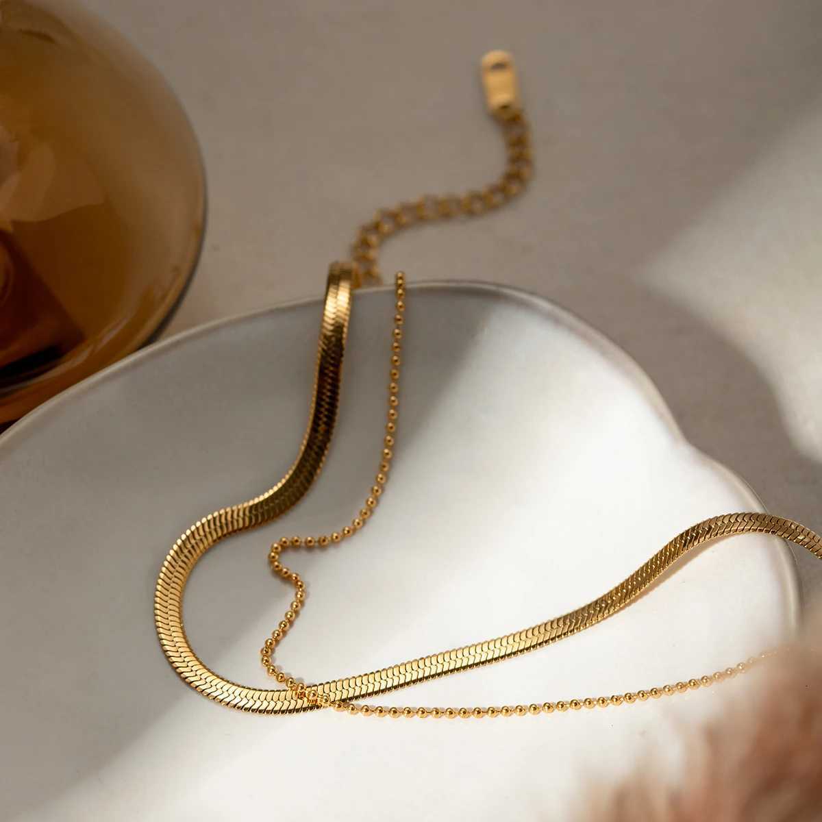 Exquisite Classic 18k Gold Plated Rust Proof Stylish Snake Chain Double Layer Anklet Trendy Summer Anti Allergic Jewelry Y250805