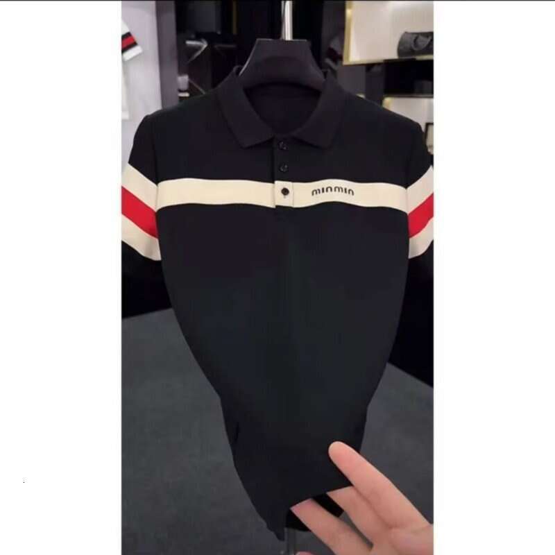 2025 TOYISAN Men's Light Luxury Fashion Casual Summer Short Sleeve Slim Fit Stand Collar Polo Shirt Thin Trendy