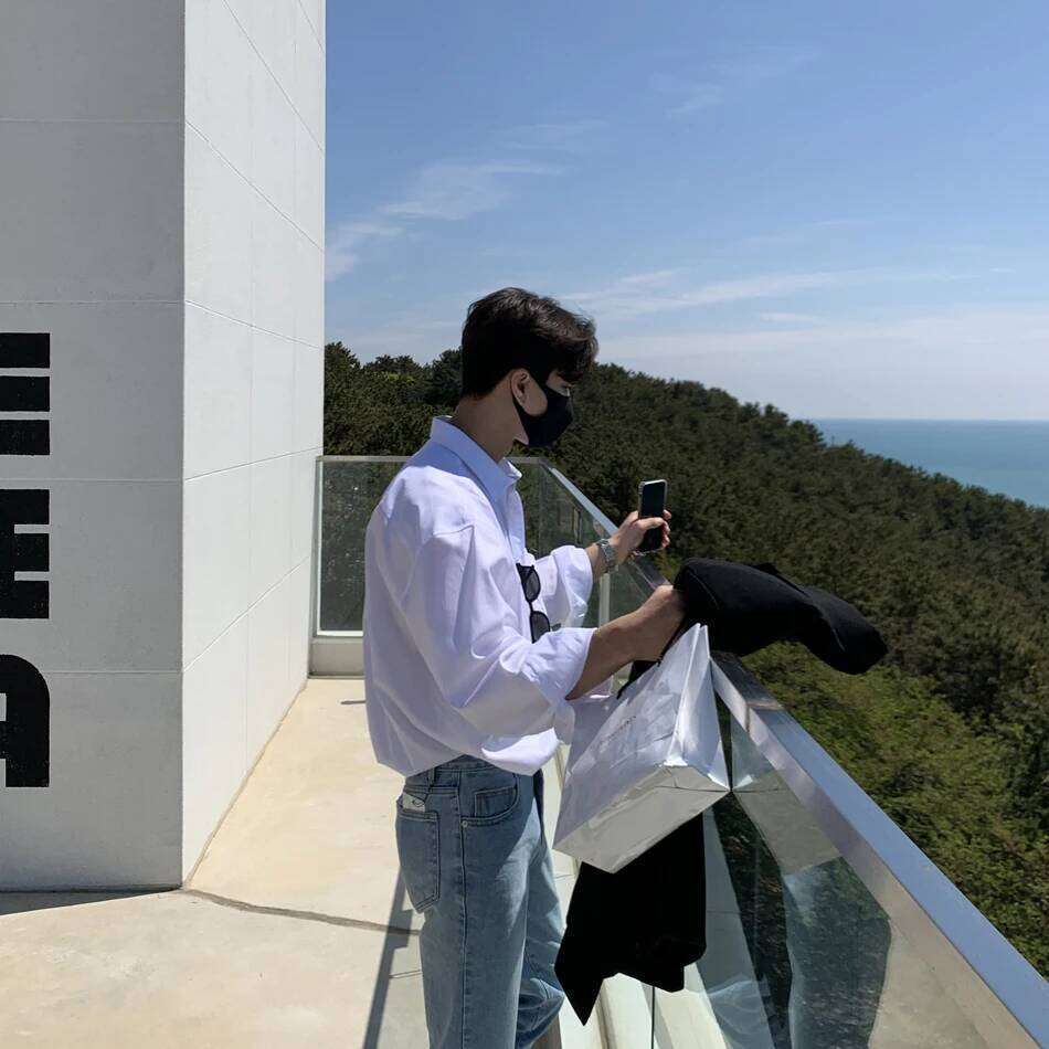 Unisex Loose Blue Shirt, Casual Solid Color Long-Sleeved Top,Men's Japanese/Korean Style Outdoor Camping Thin Coat Oversized