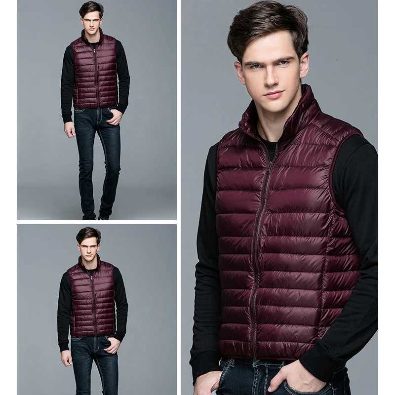 90% White Duck Down Vest Portable Ultra Light Sleeveless Jacket Portable Mens Vest New Mens Winter Sleeveless Jacket 2024 W250806