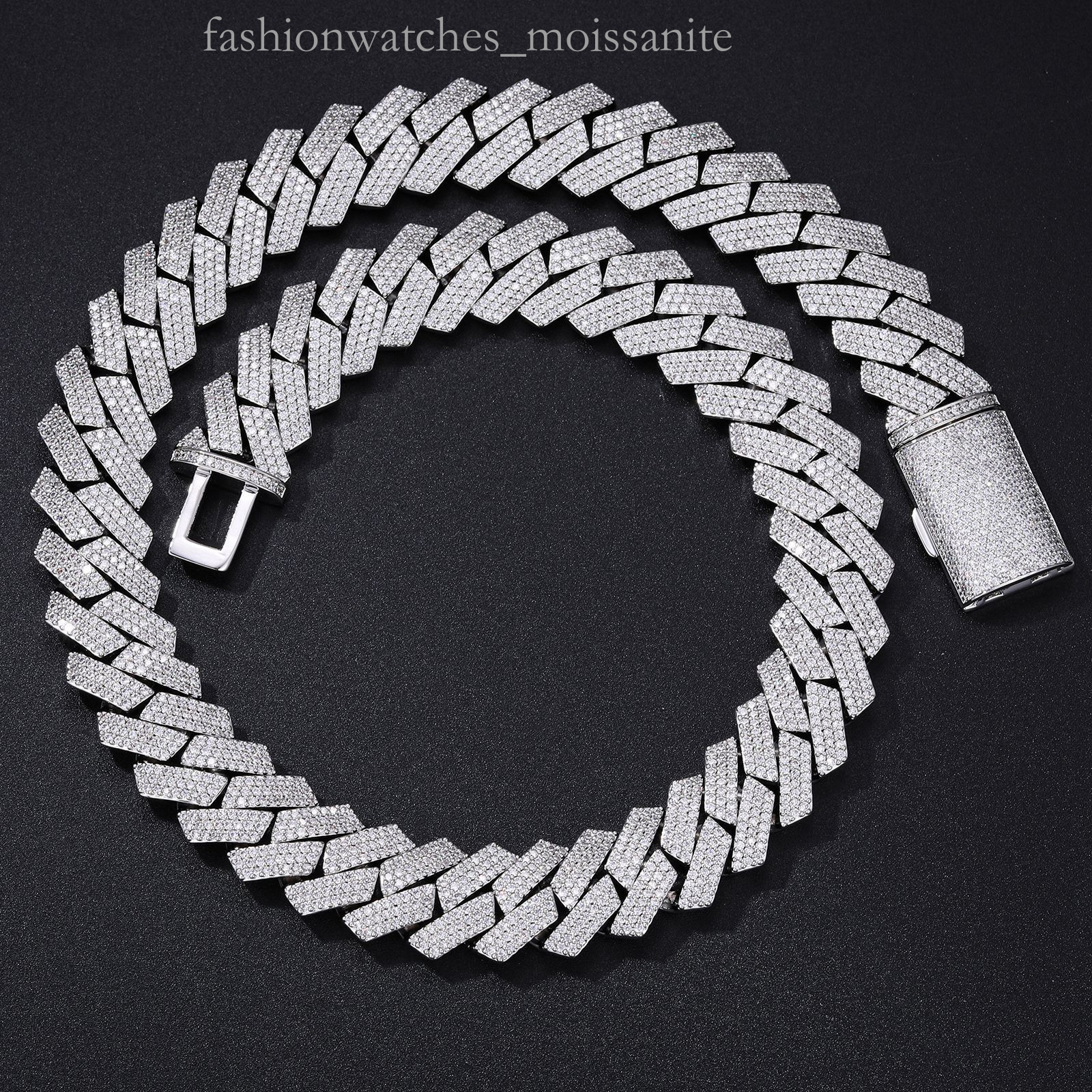 16mm Full Inlaid 3 Row Zirconia Rhombus Cuban Chain Women Hip Hop Singer Street Accessories Necklace for Men