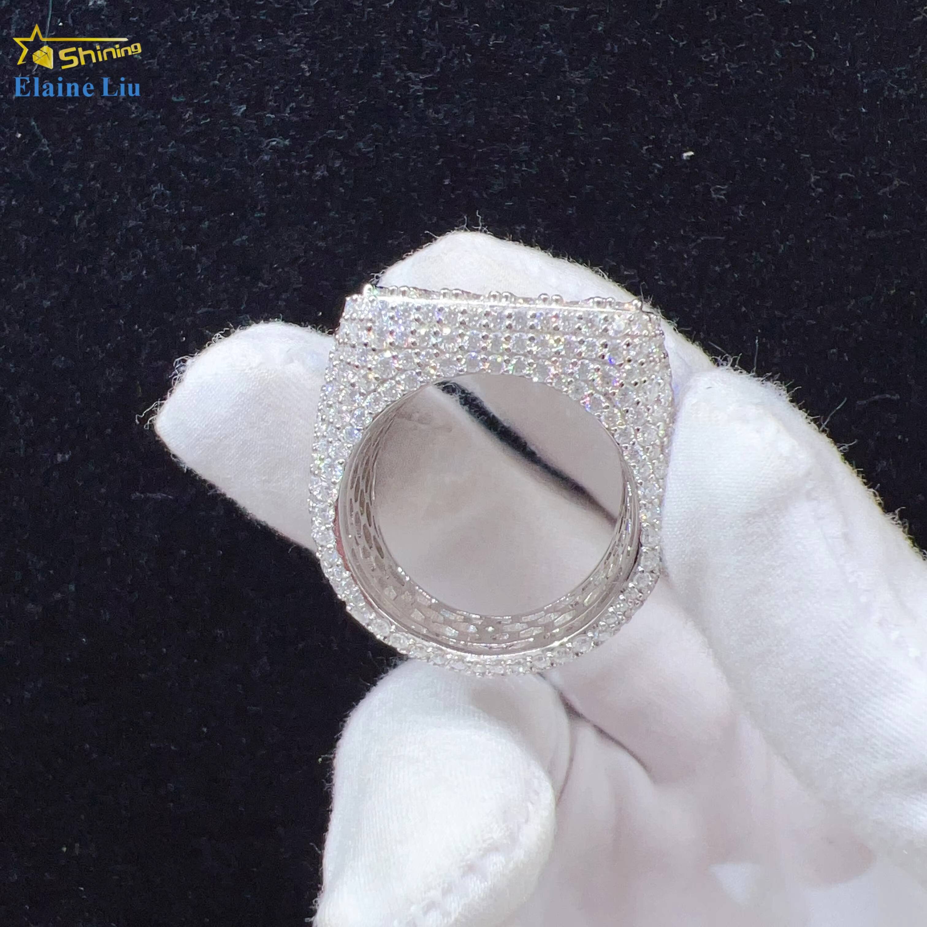 Hot Selling Gold Plated VVS Moissanite Diamond 925 Sterling Silver Hip Hop Iced out Diamond Men Ring