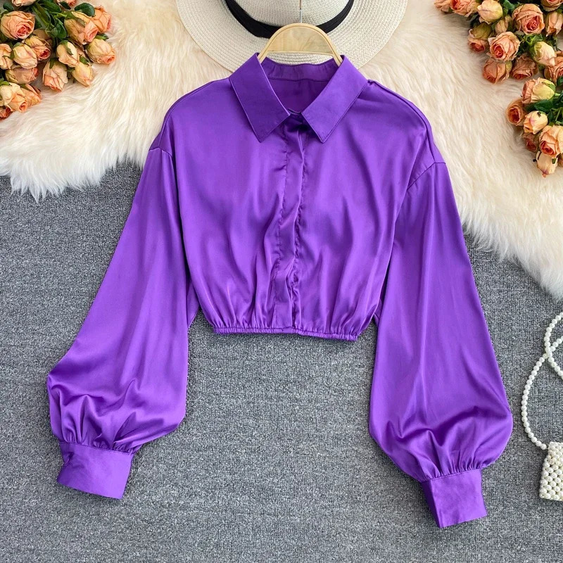 y2k tops woman blouse polo shirts satin long sleeve women blusas female shirt harajuku sexy pleated tee 250806