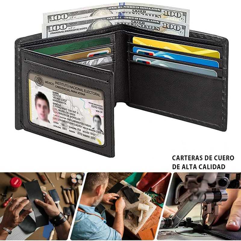 Slim Minimalist Tri-Fold Wallet Carbon Fiber RFID Blocking Mens Wallet With ID Window and 9 Card SlotsXJ250806