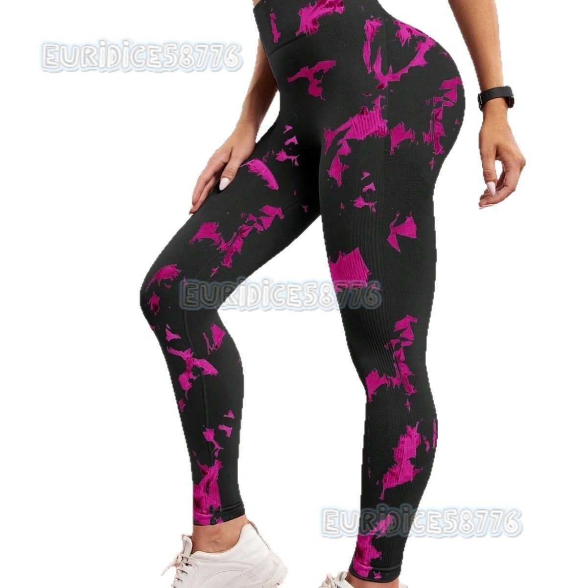 Seamless Honey Peach Yoga Tights Women Tie Dye Tie Bleaching Print High Waist Hip Lifting Sports Running Fitness Pants H250806