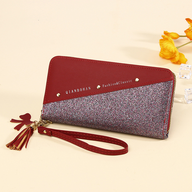 New Women Zipper Long Female Korean Version Stitching Color Contrast Large Capacity Wallet