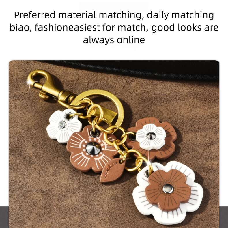 DHessentials Floral Cluster Bag Charm - Trendy PU Leather Flower Keychain for Women, Elegant Shoulder Bag Accessory (10cm, 30g)