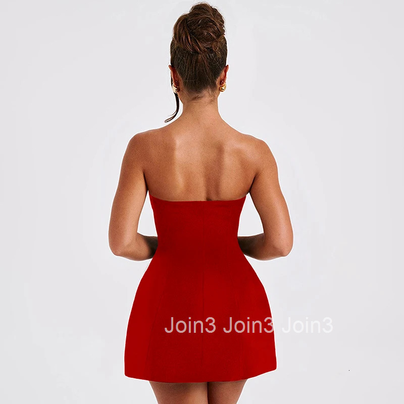 Strapless A-Line Dress Womens Summer New Solid Fashion Sleeveless Sexy Off Shoulder Dresses Bodycon Elegant Club Party Dresses