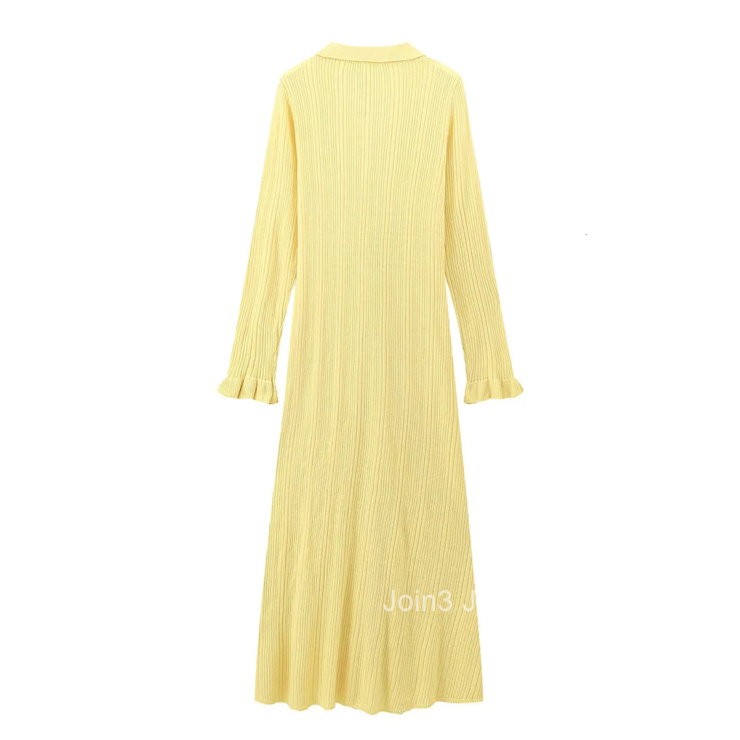 Winter Knitted Dress Women New Long Sleelve Ruffles Single Breasted Long Dresses Female Party Fashion Sweater Vestidos