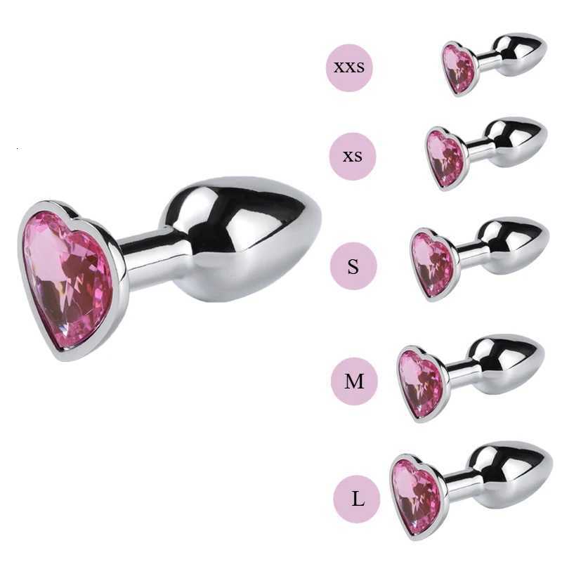 5 Sizes Stainless Steel Crystal Anal Plug Heart Removable Butt Plug Stimulator Anal Sex Toys Prostate Massager Dildos XJ250806