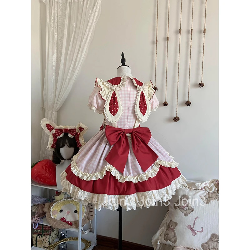 Japanese Sweet Lolita Kawaii Elegant Women Dress Y2k Bow Design Princess Puffy Dress Female Lace Birthday Party Chic Outfits New
