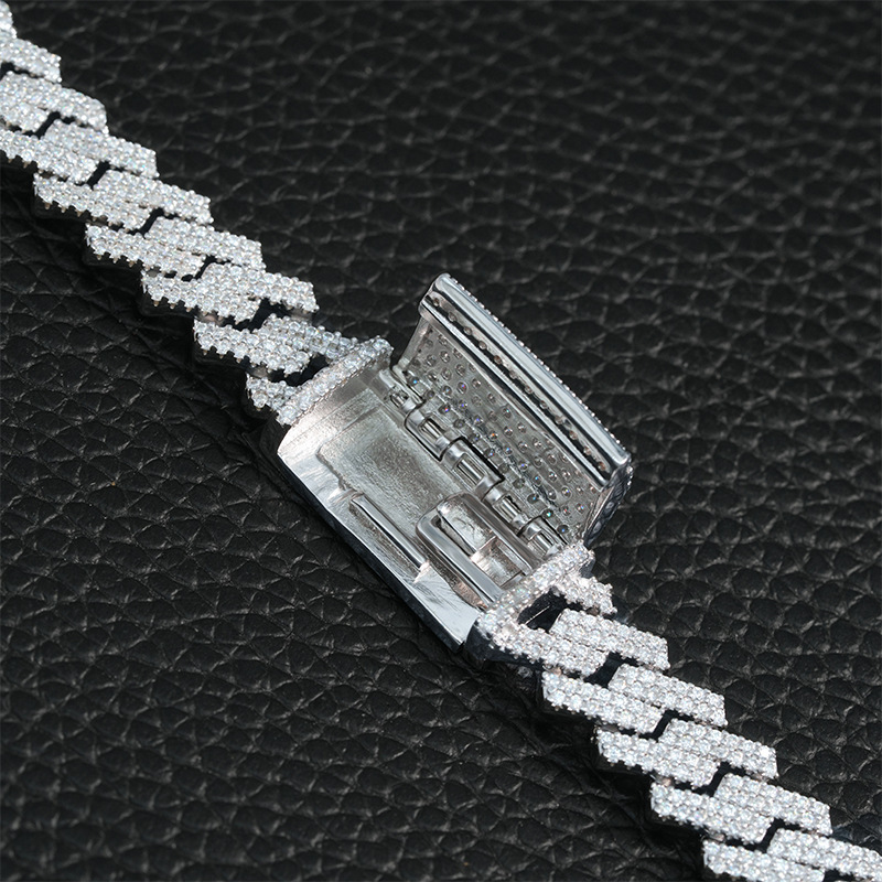 10mm Full Moissanite Inlay S Sier Dia Cuban Chain Trendy Brand Necklace Accessories Free delivery