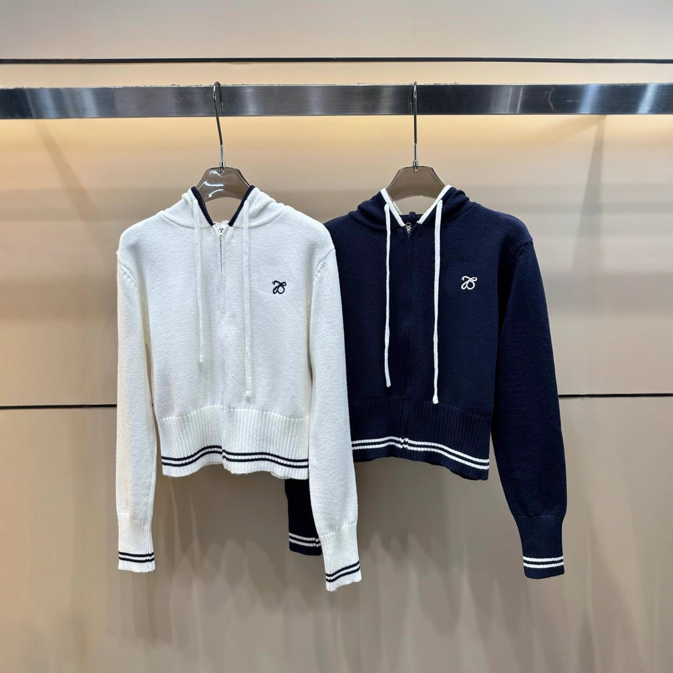 Women autumn fashion new zipper front fly designer logo letter embroidery hooded sweater coats cardigans SML