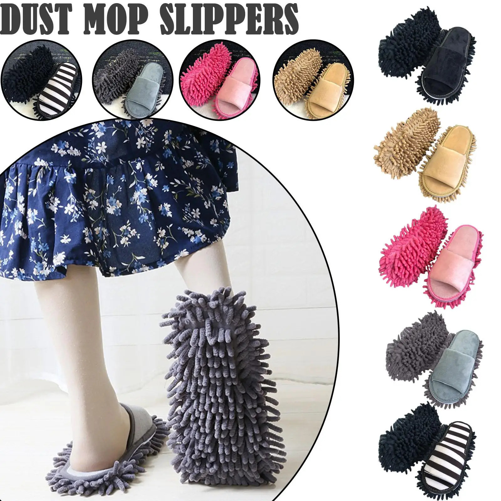 Lazy Mop Slippers Floor Dust Cleaning Slippers Shoes Clean Slippers Wipe The Floor Open-toed Lazy Wiping Slippers Mopping Shoes 250731