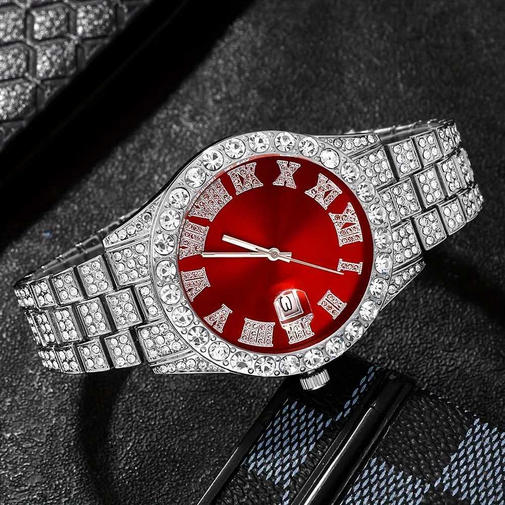 4Pcs/Set Personalized Handsome Hip Hop Mens Quartz Set 1Pcs +3Pcs Jewelry Set Fashionable Mens Selected Set W250806