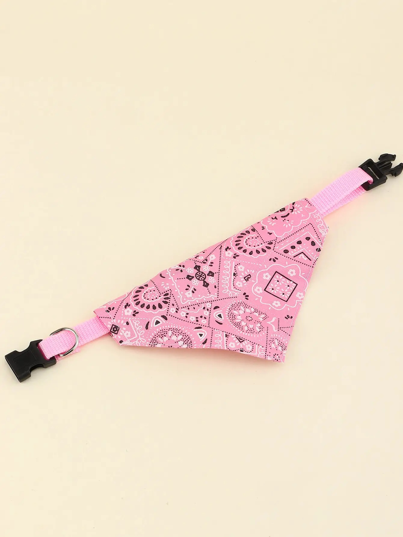 1pc Pink Color Random Pattern Pet Bandana With Adjustable Triangle Shape Buckle Pet Dog Neck Scarf Puppy Cat Dog Collar Bibs 250805