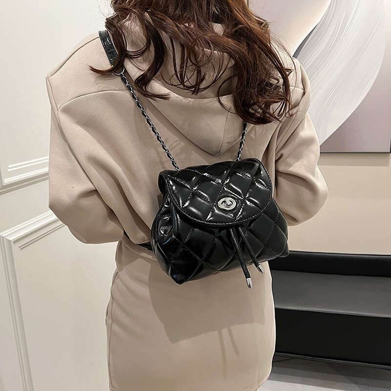 Quilted Mini Backpack with Drawstring Closure - Adjustable Straps, Stylish Buckle, Ideal for Women's Daily Outfits and Casual Gatherings
