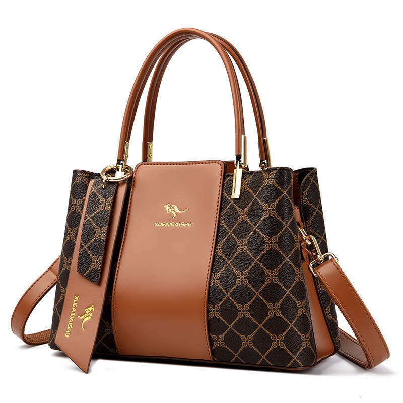 DHessentials Xueai Kangaroo 2023 Winter New Soft Leather Single Shoulder Crossbody Women's Handbag Patchwork Color Block Vintage Bag