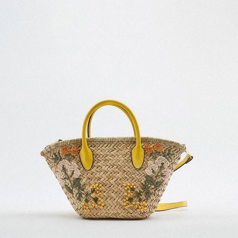 Raffia Straw Bag,Flower Embroidery Rattan Woven Women Crossbody Shoulder Bag,Bohemia Summer Beach Travel Sling Bag,Wicker Purse high-quality