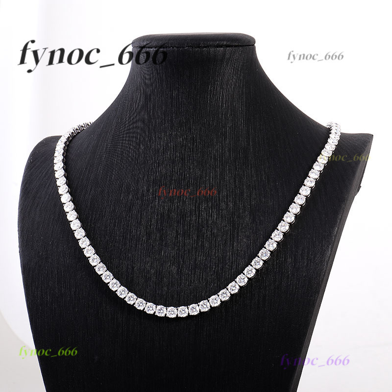 925 Silver Tennis Chain Moissanite Necklace 2mm 3mm 4mm 5mm Round Colorless Mossinate Diamond Casting