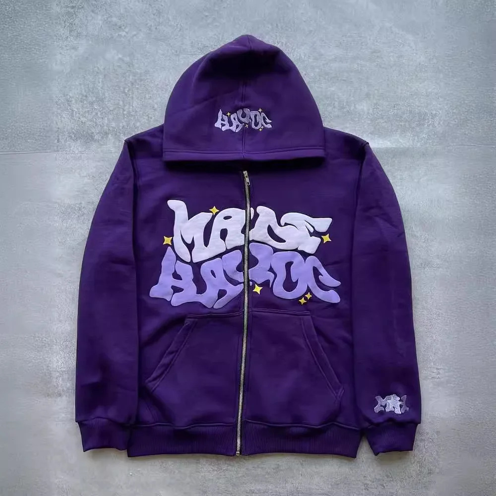 Y2k American Colorful Letter Print Zipper Hoodie Men Fashion High Street Oversized Sweatshirt Women Retro Casual Jacket 250805