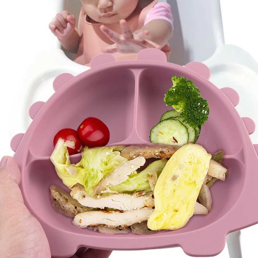 Baby Silicone Dining Plate Kids Feeding Sucker Bowl Solid Food Cartoon Dinosaur Childrens Dishes Toddler Training Tableware X250806