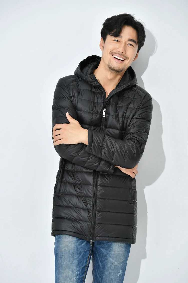 2023 New Mens Winter Lightweight Plus Size Puffer Jackets X-long 90% White Duck Down Water and Wind-Resistant Casual Coat W250806