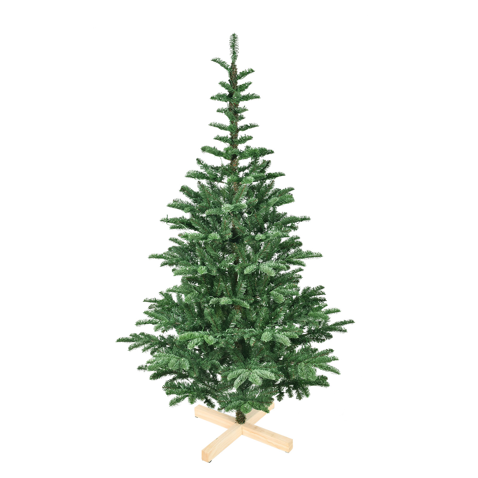 Mixed Material (PE & PVC) Holiday Pine Spruce Fir Trees Complete Set Includes Wooden Stand & Bright Illumination Options for Home Decorations