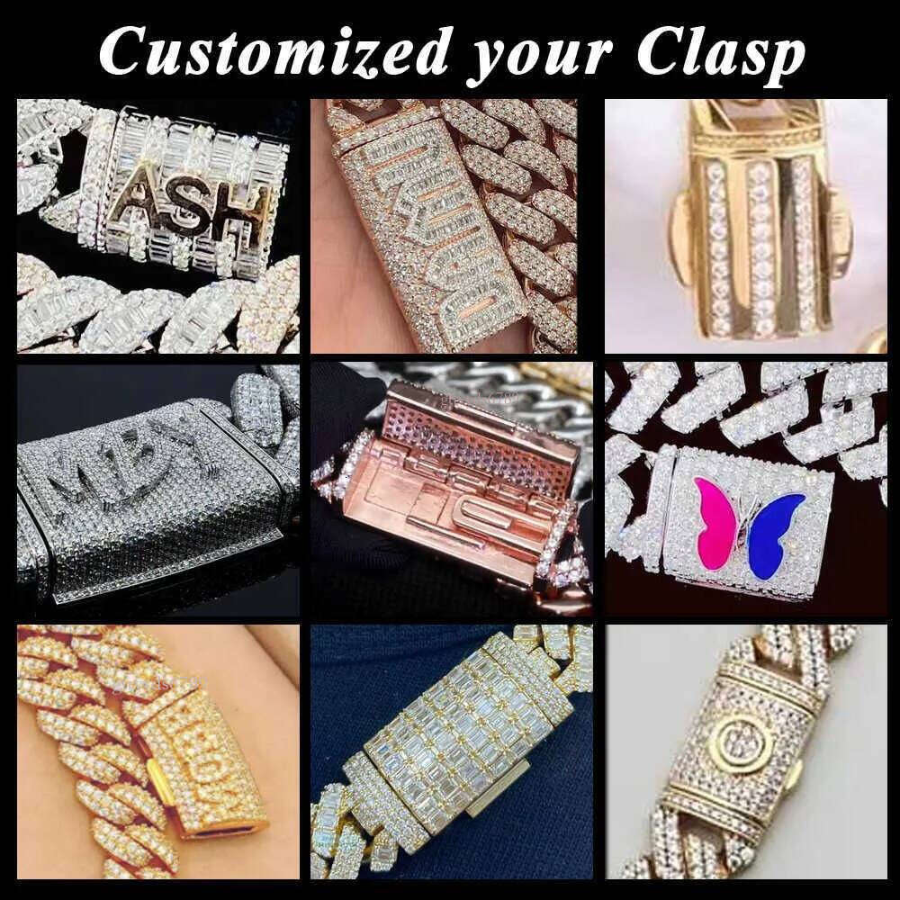 High designer necklace20mm22mm Hiphop Ice Cut Dia Miami Link Men's Necklace S Sterling Sier Moissanite Cuban Chain