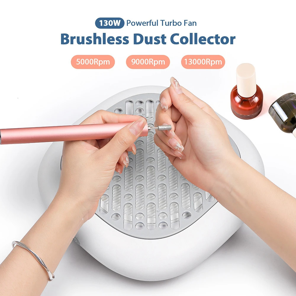 130W Super Suction Brushless Nail Dust ctor Powerful Nail Dust Collector Nail Art Manicure Fan Vacuum Cleaner With 2 Filter 250729