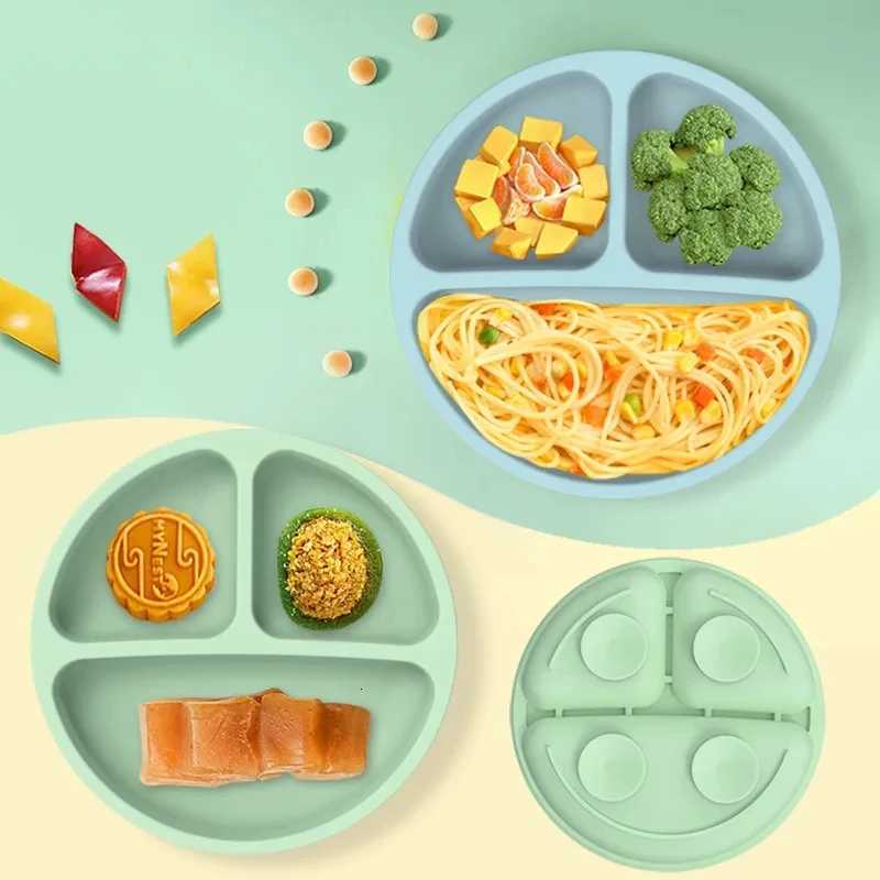 Baby Silicone Feeding Dishes Children Suction Plate Suction Sucker Bowl Wood Fork Spoon Set Toddler Training Tableware BPA Free X250806
