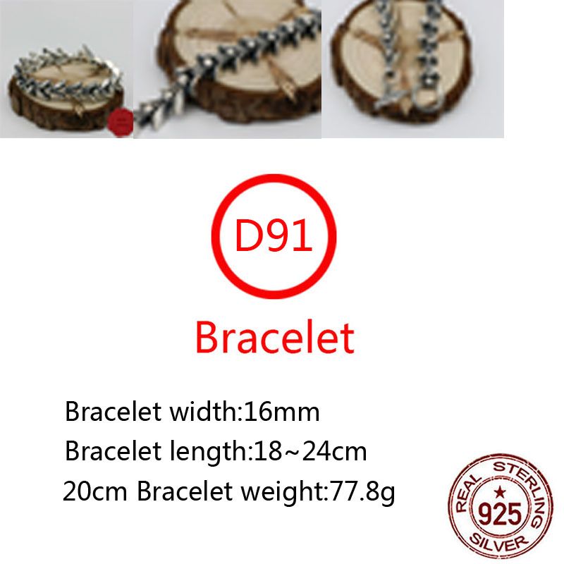 D91 S925 Sterling Silver Bracelet Fashion Letter Personalized Retro Cross Tail Punk Hip Hop Style Lover Gift