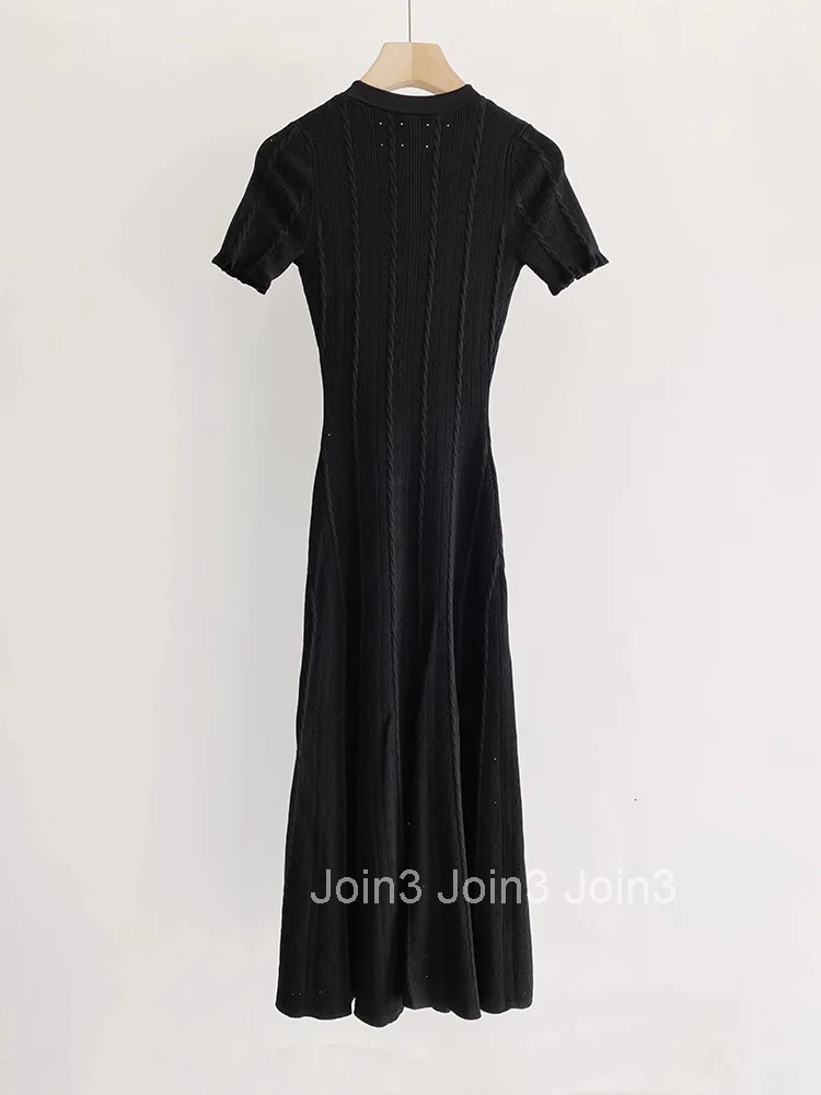 TSDFC New Spring Summer for Women Hollow Knitted Dress Temperament Short Sleeve Elegant Fashion Slim Bodycon Party Dress