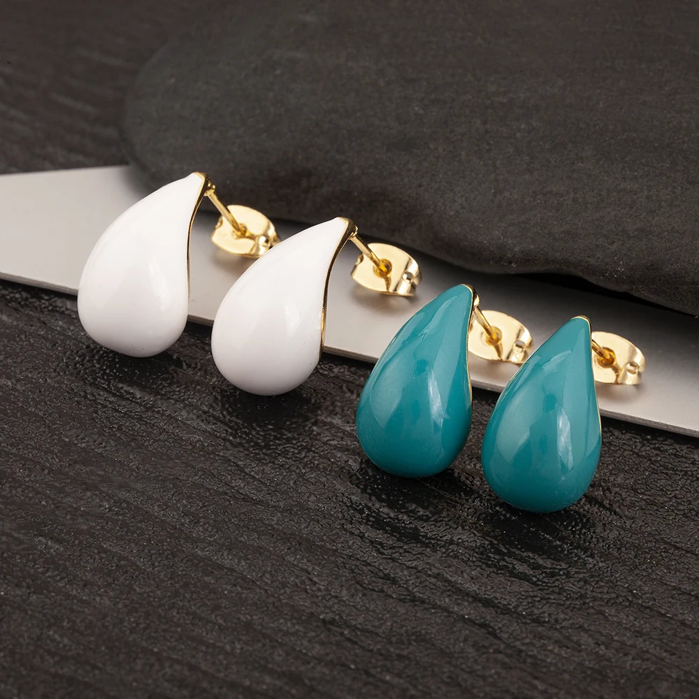 Nidin Trendy Waterdrop Hollow n Stud Earrings 5 Colors For Women Fashion Versatile Ear Jewelry Wholesale Accessories 250805