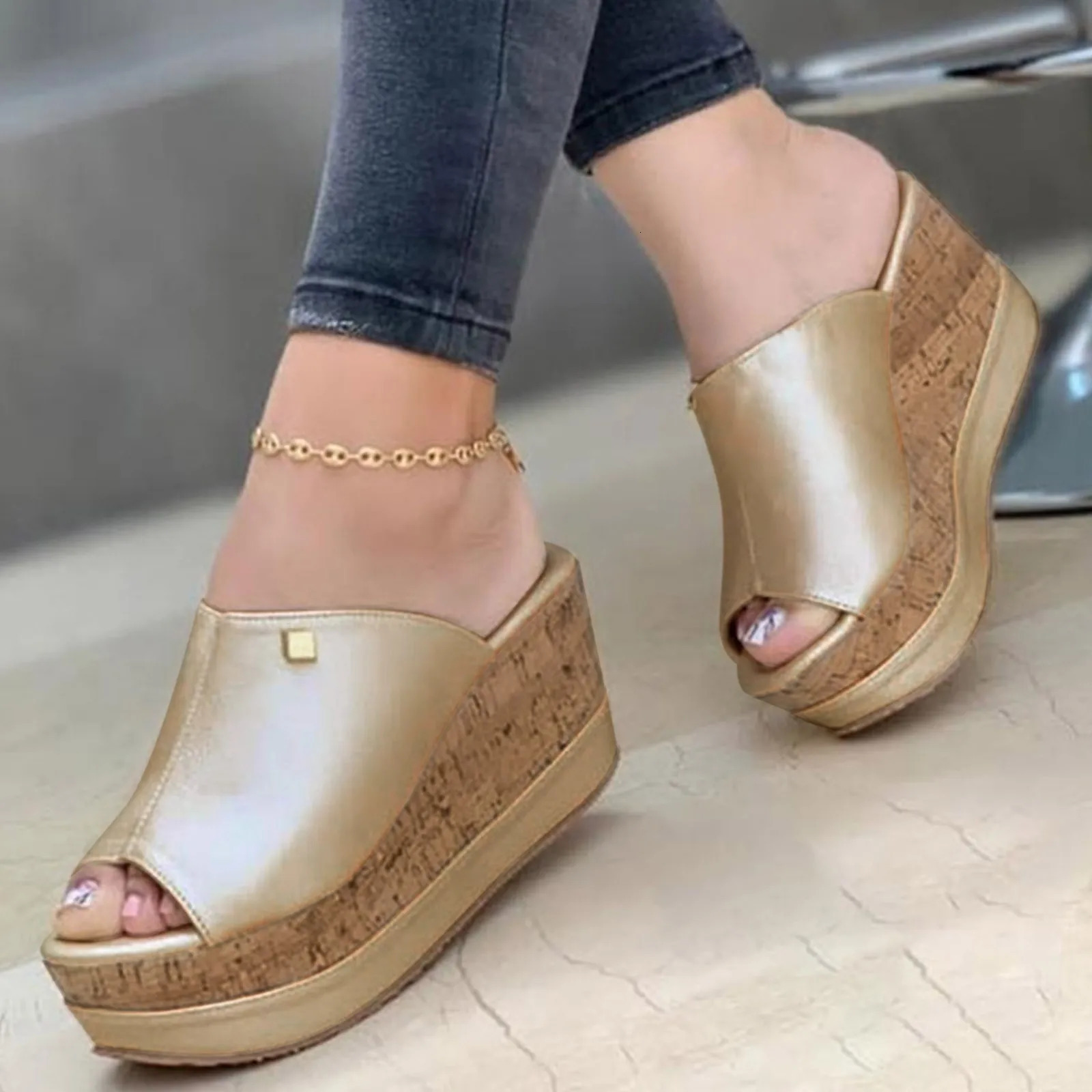 Roman Shoes Sandals For Ladies Shoes Summer Sandals Fashion Solid Color Wedge Platform Slippers Elegant Fashion Shoes Ladies 250731