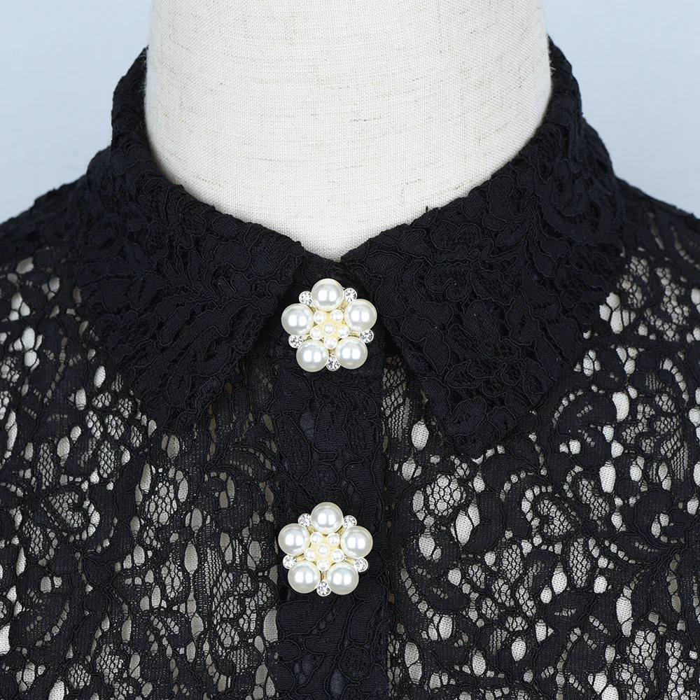 2pcs Faux Pearl Rhinestone Shirt Button Cover Cufflinks Button Pins for Ladies Clothing Sleeve Buttons Accessories 250806