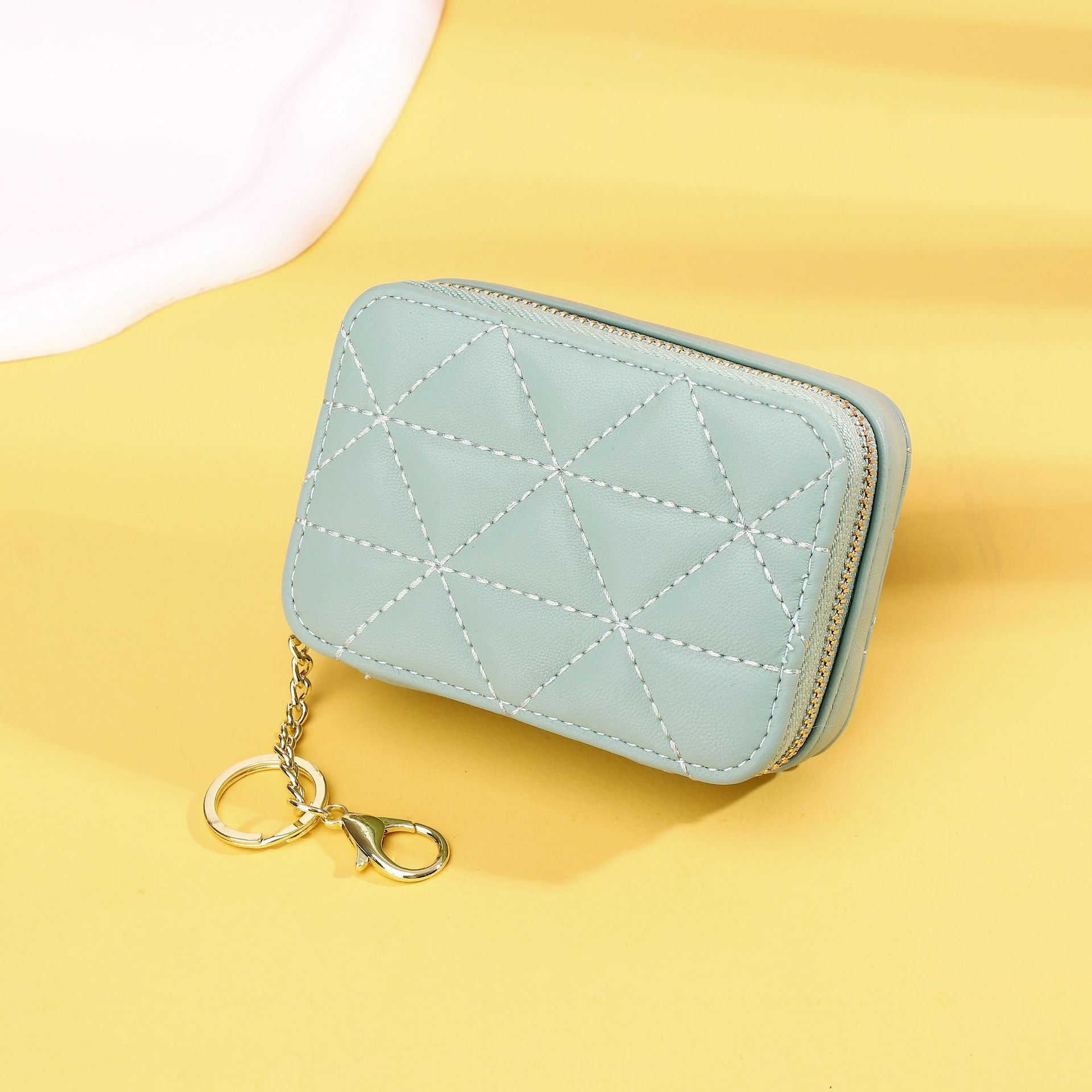 New Mirror Lipstick Bag Mini Diamond Embroidery Exquisite Portable Keychain Makeup Pouch