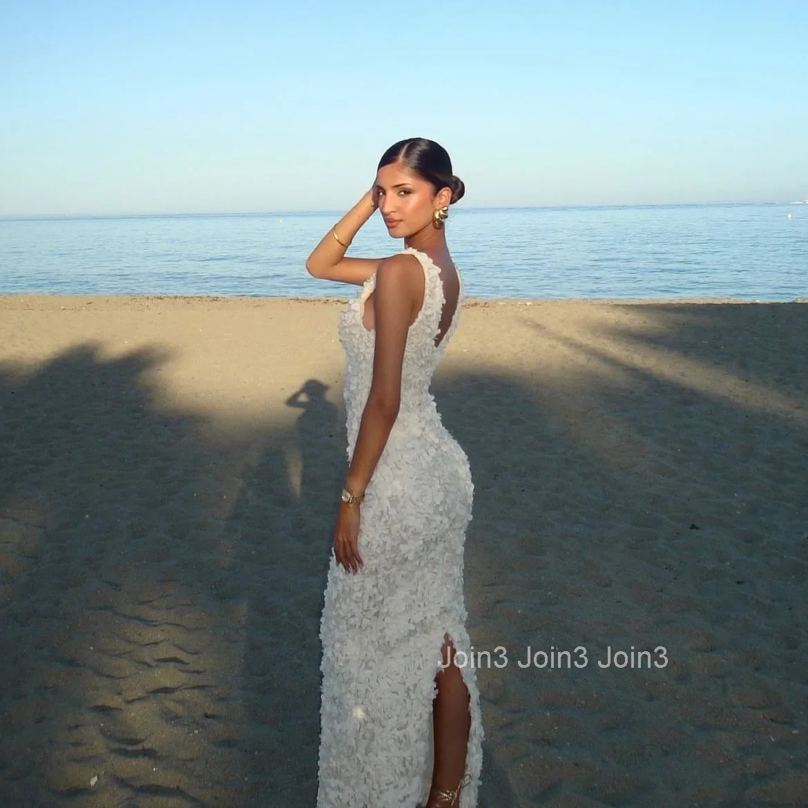 Elegant Flower Applique Party Dresses New Arrivals V Neck Bodycon Mesh Dress Sexy Long Maxi Dress Women