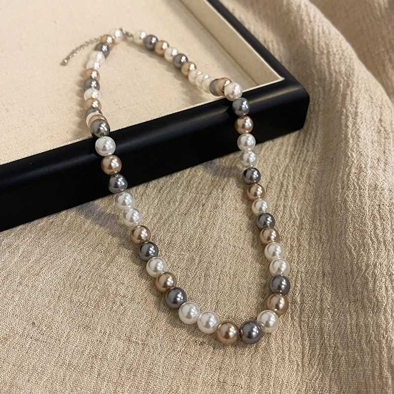 French Elegant Romantic Mixed Color Pearl Beaded Necklace 2025 Fashion Jewelry Sweet Accessories for Womens Collarbone Chain Y250805